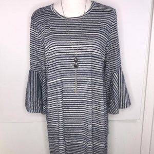 LuLaRoe 2XL Maurine Dress - Blue/Grey Stripes